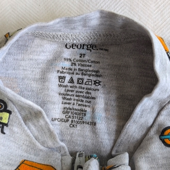 george gray construction cotton zipper footie sleeper pajamas 2T toddler boys - Picture 3 of 6